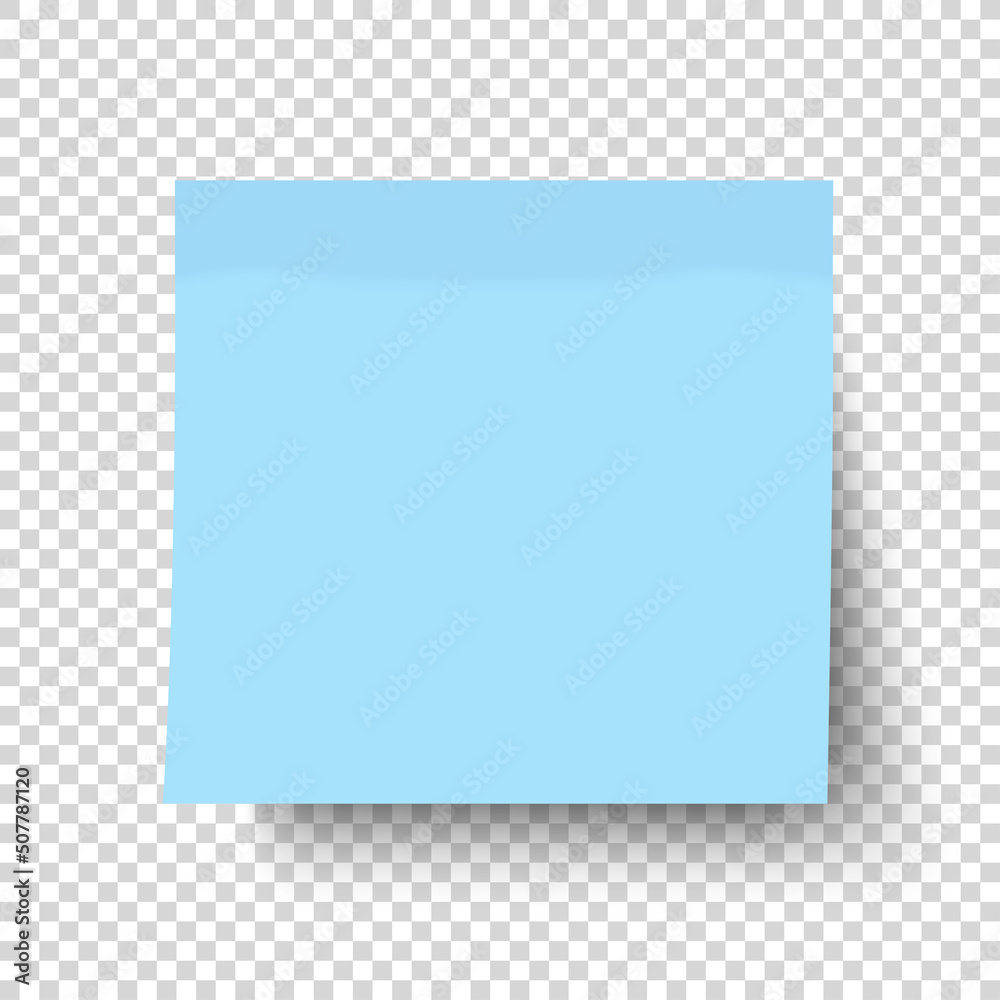 Blue sticky note for leaving reminders isolated on transparent