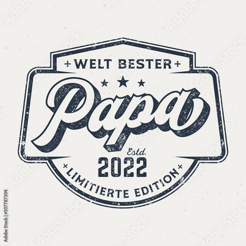 Welt bester Papa - T-Shirt Design für Textildruck, Used-Look
