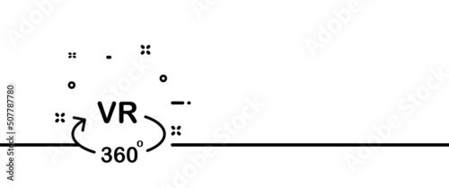 VR 360 degrees line icon. Modern, new, watch, play game, gamer, view angle, metaverse. Virtual reality concept. One line style. Vector line icon for Business and Advertising