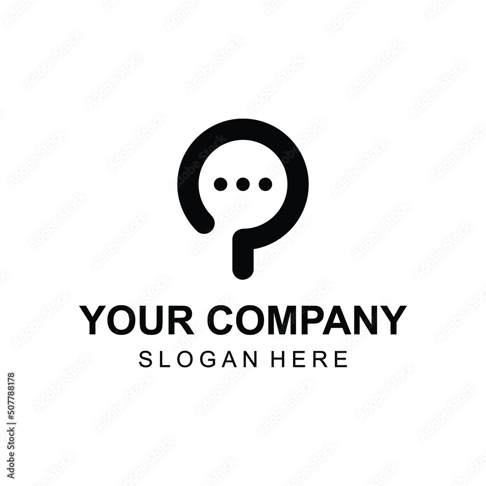 Modern simple abstract letter P communication logo Modern simple abstract letter P communication logo