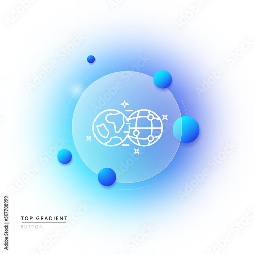 Globes line icon. Navigation, location, planet earth, map, pointer, gps, worldwide. Geolocation concept. Glassmorphism style. Vector line icon for Business and Advertising