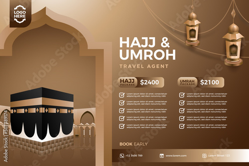 Hajj and Umrah package promo editable banner template