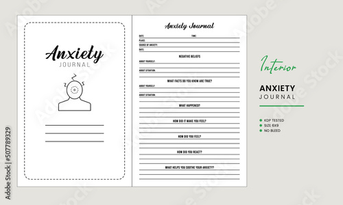 Anxiety Journal Logbook kdp Interior Template