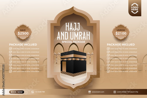 Umrah and Hajj package price promotion banner design