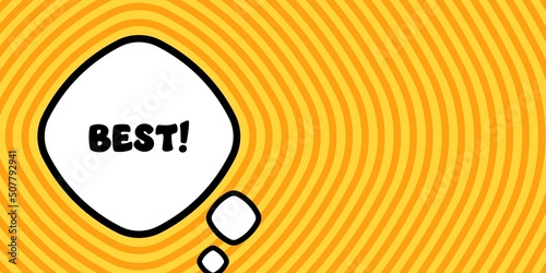 Speech bubble with best text. Boom retro comic style. Pop art style. Vector line icon for Business and Advertising