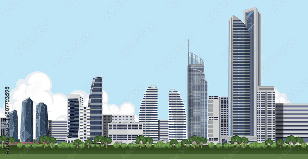 Fototapeta premium City skyscraper buildings background