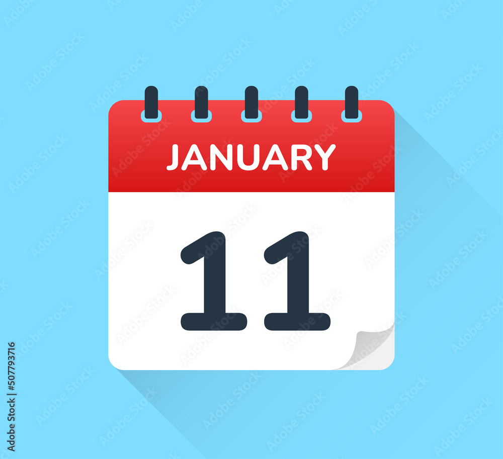 January 11. Vector flat design of daily calendar icon. Date and day of the year. January 11. Vector flat design of daily calendar icon. Date and day of the year.