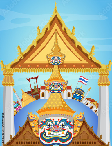 Bangkok Thailand landmark poster