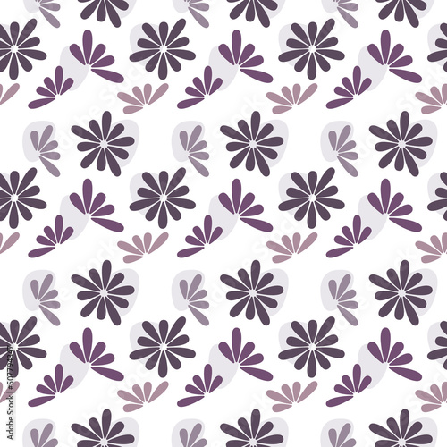 Flower vector ornament. Abstract doodle floral seamless pattern. Summer holiday backdrop illustration. Wallpaper, fabric, textile, clothes print, wrapping paper or package design.