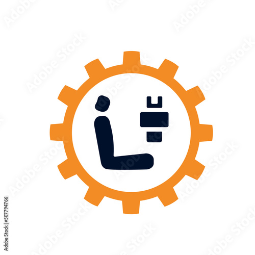 illustration, icons, logo with car details. Car service. Auto parts store. Flat design.