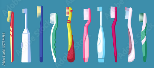 toothbrush. dental stuff for self protection health care for teeth vector cartoon illustration