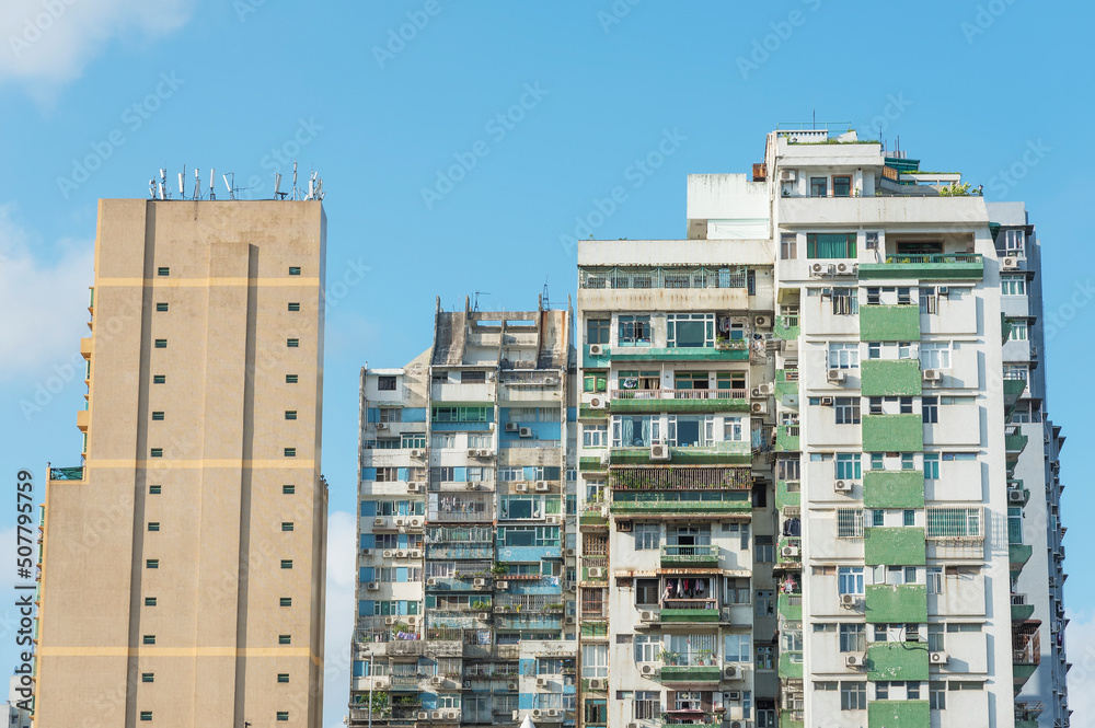 Fototapeta premium Old residential building in Macau city, China