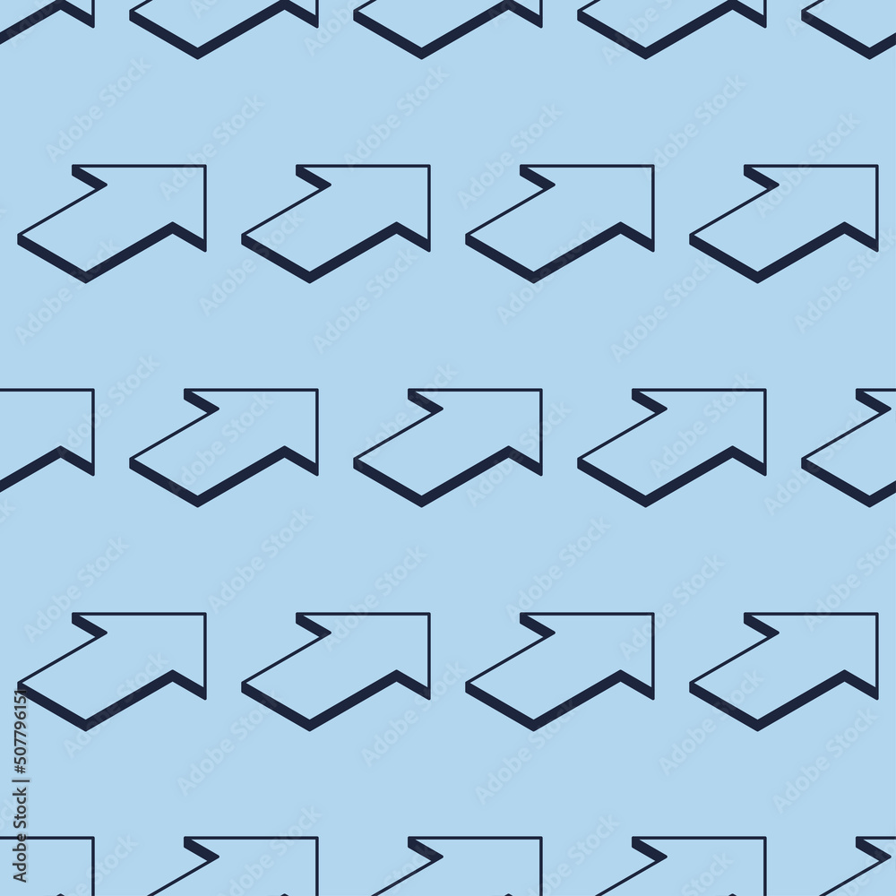Vector seamless pattern of arrows on a blue background. Isometric illustration.