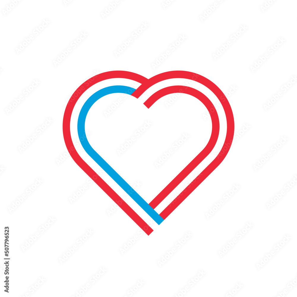 unity concept. heart ribbon icon of luxembourg and austria flags. vector illustration isolated on white background unity concept. heart ribbon icon of luxembourg and austria flags. vector illustration isolated on white background