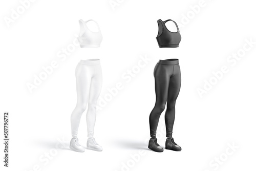 Blank black and white women sport uniform mockup  side view