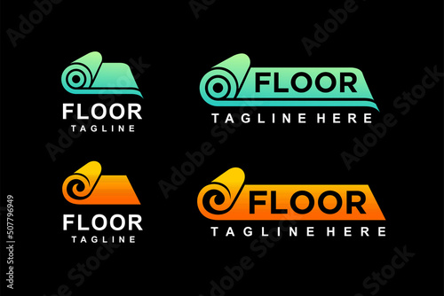 carpet roll logo with floor lettering concept