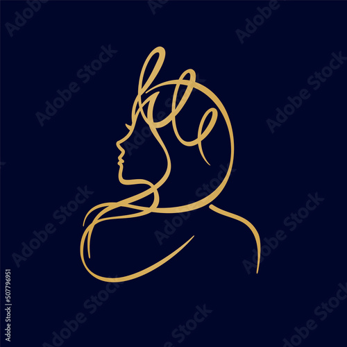 beauty logo with line art concept