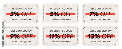 Discount coupon, sale label vector set