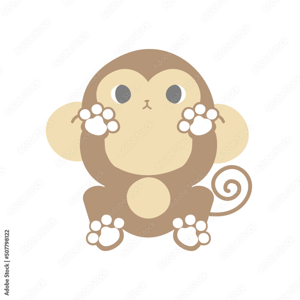 the cute animal pet monkey, flat vector illustration cartoon character costume design isolate