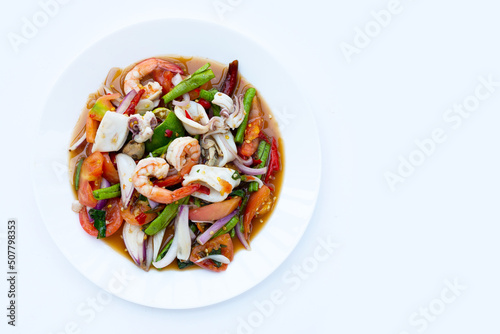 Thai spicy salad with seafood