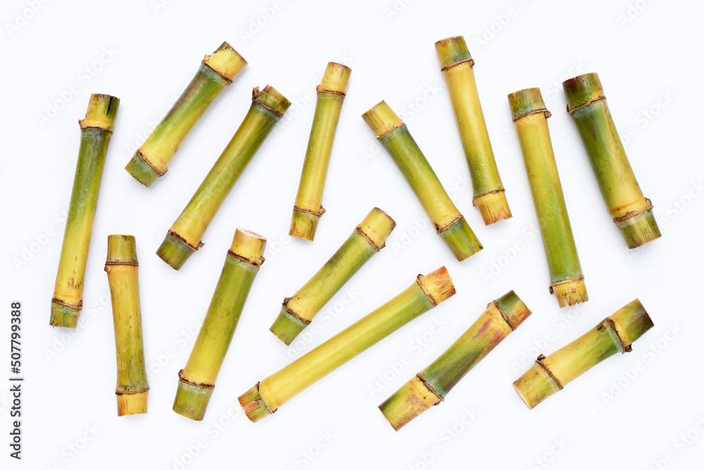 Sugar cane on white background.