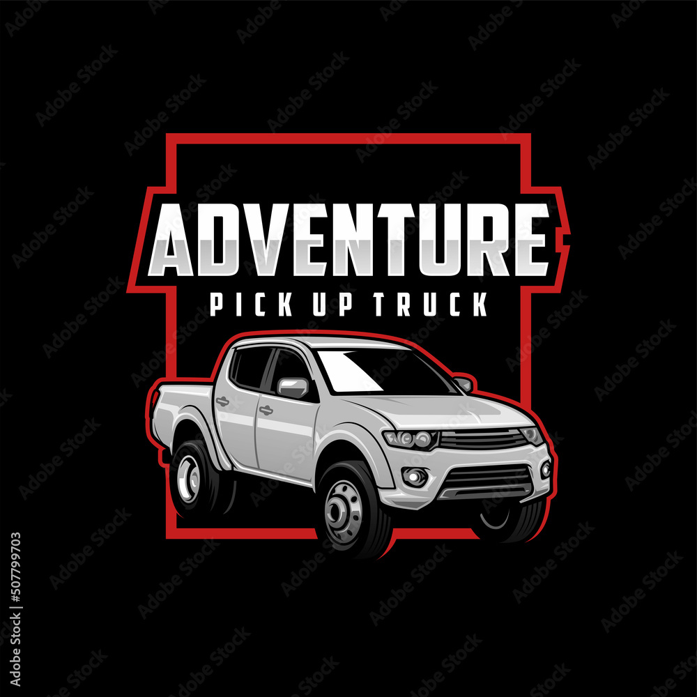 pick up truck illustration logo vector