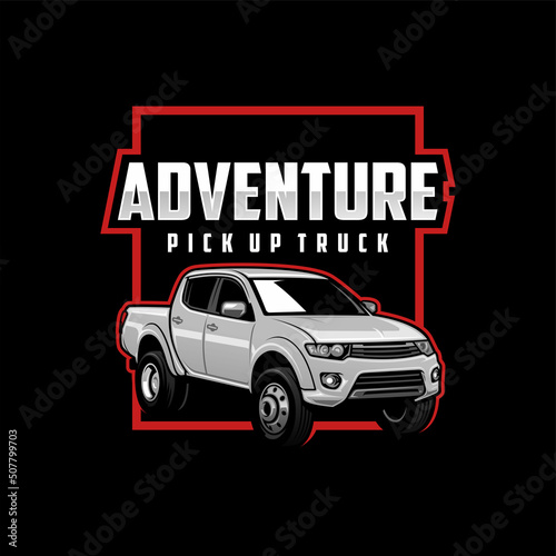 pick up truck illustration logo vector