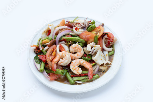 Thai spicy salad with seafood
