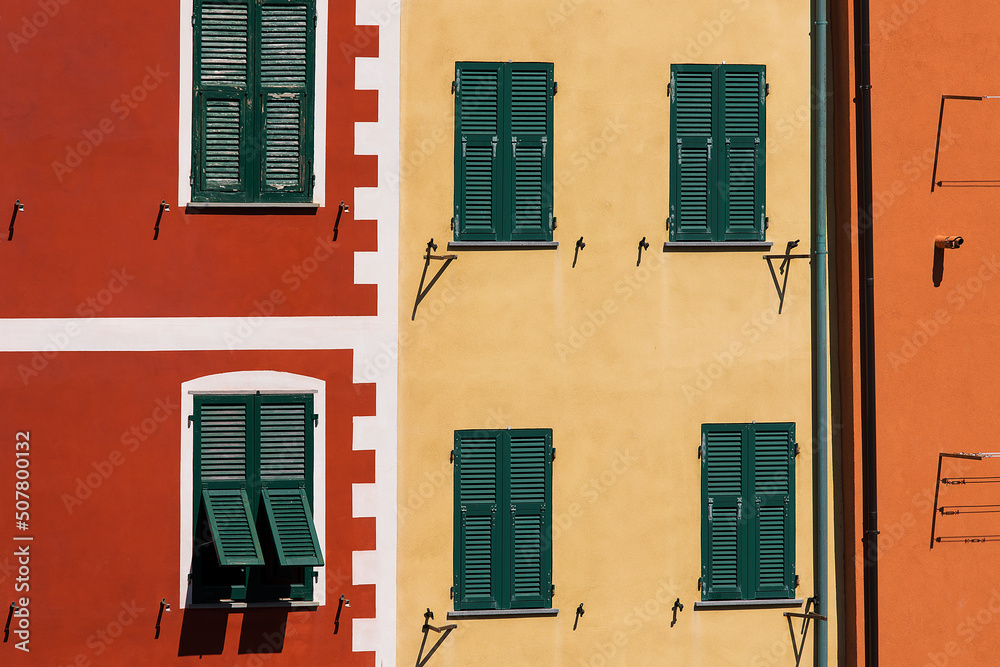 Colored houses in the village of Riomaggiore, Italy