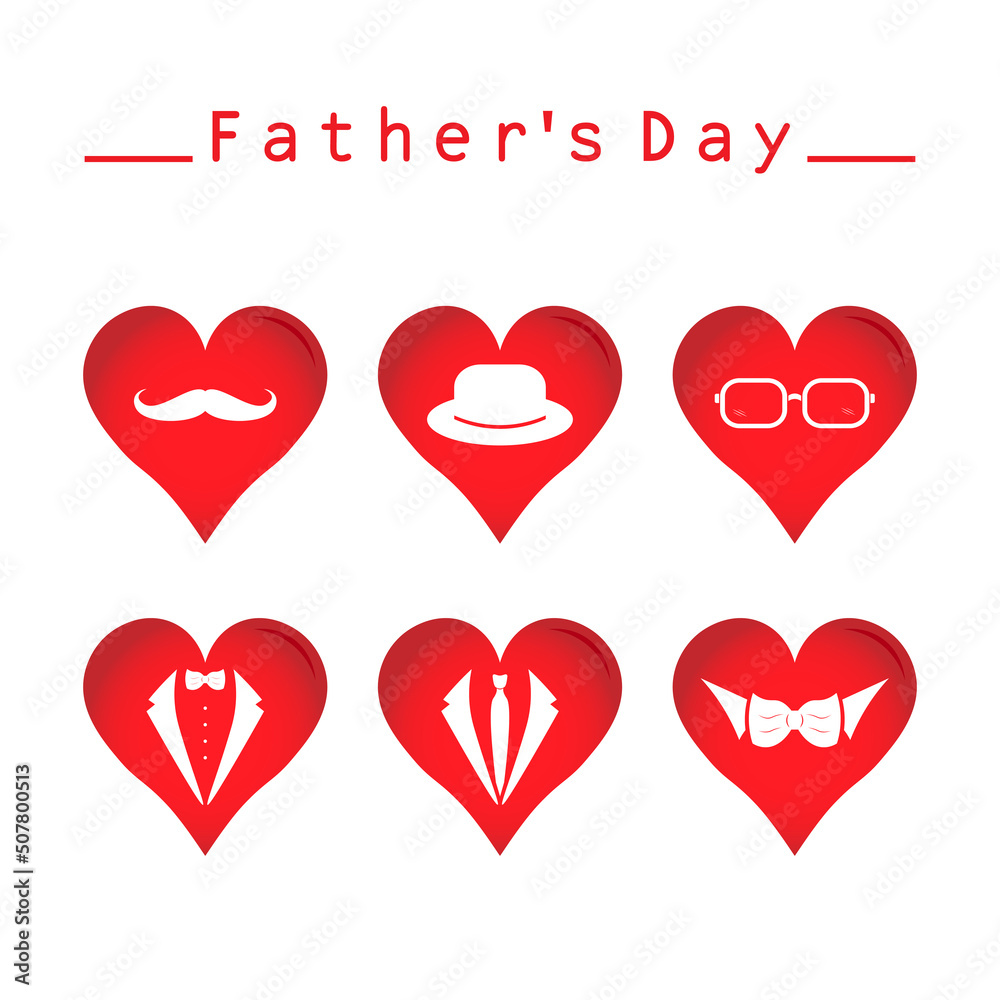 father's day red set icons