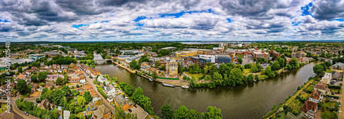 Aerial view of Staines-upon-Thames, a town on the left bank of the River Thames in Surrey, England photo