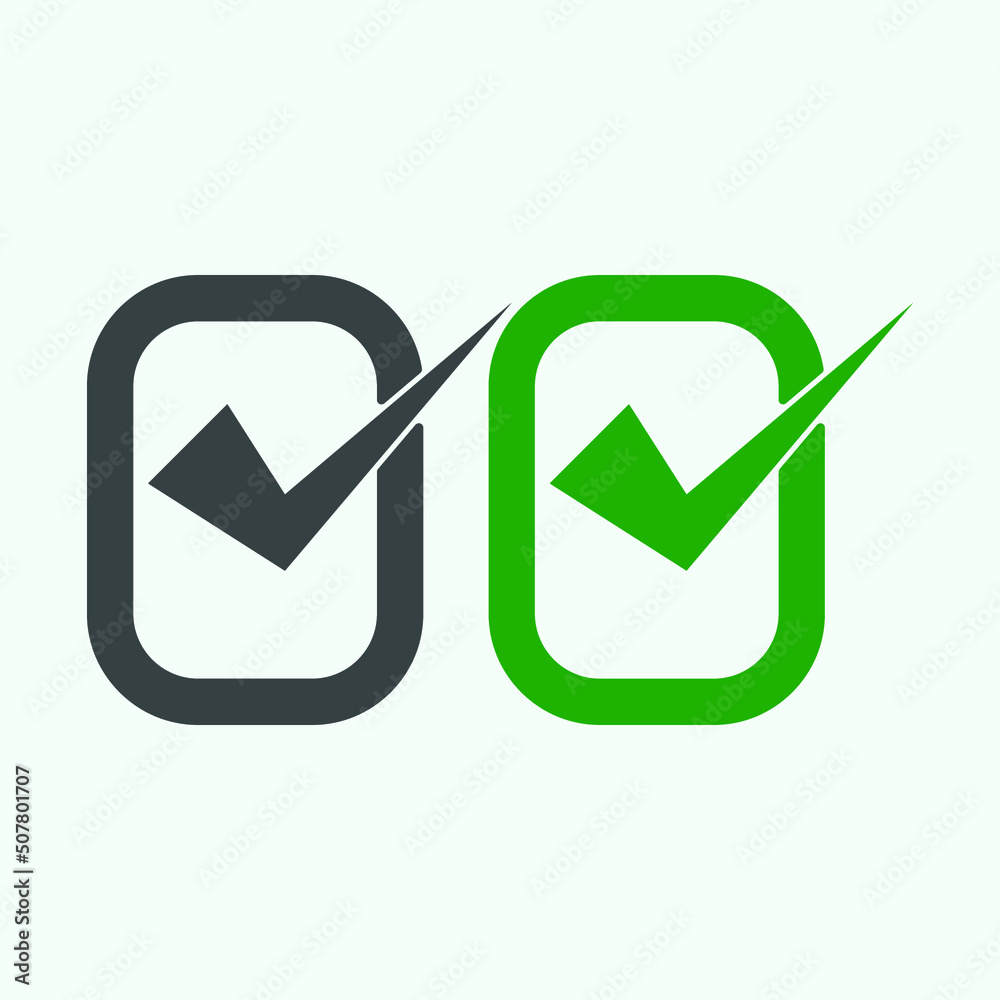 Check mark green and black line icons. Vector illustration. eps - Vector Check mark green and black line icons. Vector illustration. eps - Vector