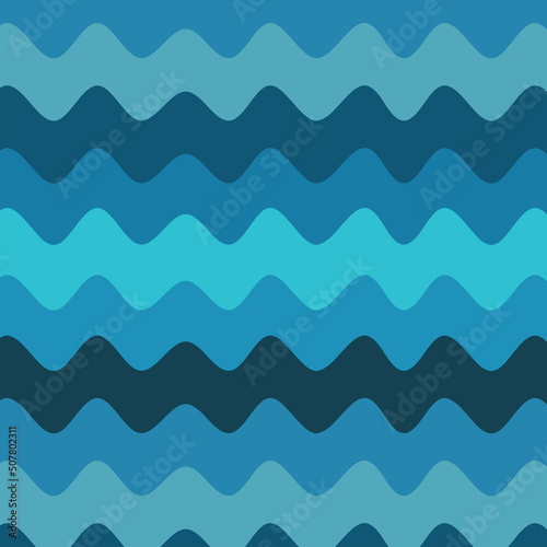 Abstract sea wave seamless pattern in dark blue, navy, aqua and azure. For texture, posters, textile and wallpaper
