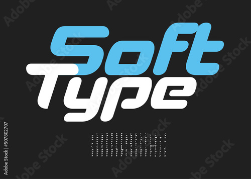 Soft geometric alphabet. Modern Latin font, technological type for modern sport and techno logo, headline, title, monogram, lettering, typography, branding, and merchandise. Vector typographic design