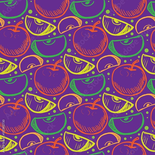 Apple bright vector seamless pattern