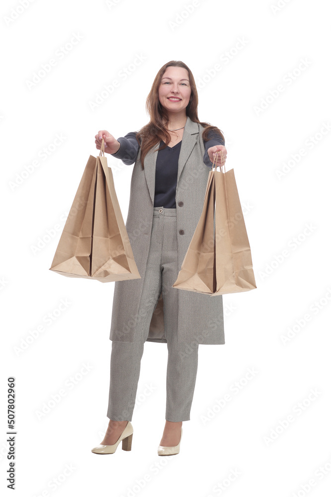 in full growth. elegant woman with shopping bags. in full growth. elegant woman with shopping bags.