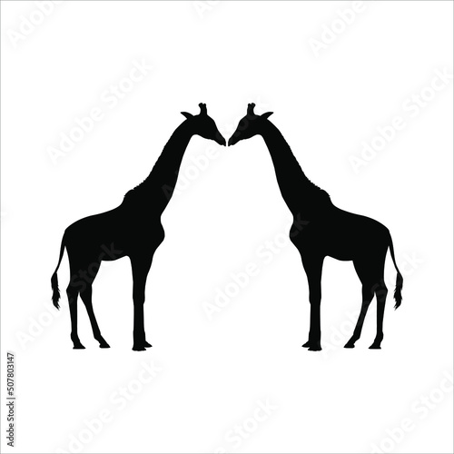 A Pair of Giraffe Silhouette for Logo or Graphic Design Element. Vector Illustration