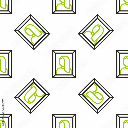 Line Portrait picture in museum icon isolated seamless pattern on white background. Vector