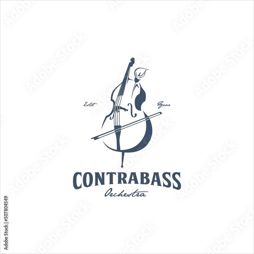 Contra Bass Cello Vintage Logo Design Vector Image