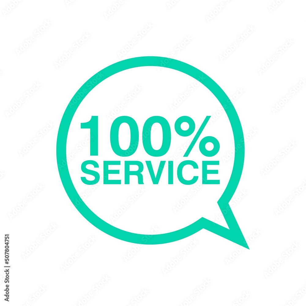100% quality service speech bubble