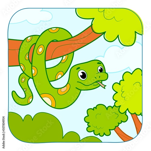 Cute Snake cartoon. Snake clipart vector. Nature background