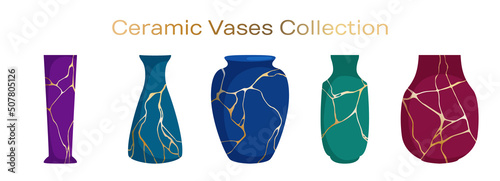 Fotografia Ceramic vases for flower bouquets vector collection