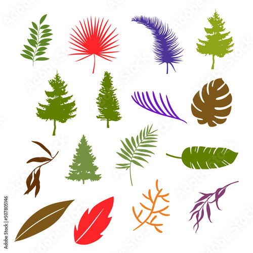 vector set natural tree illustration