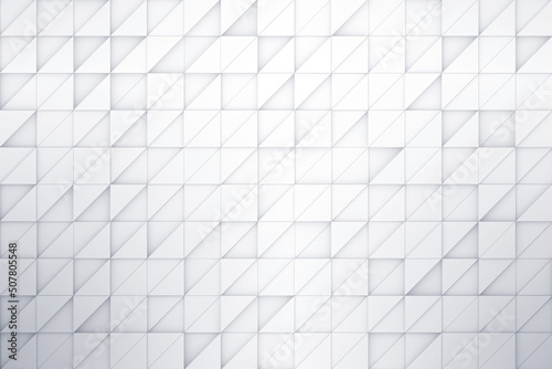 Abstract futuristic top view mosaic white background. Realistic geometric triangle cells surface 3d rendering