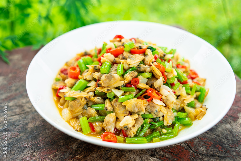 Chinese food spicy clam meat Chinese food spicy clam meat