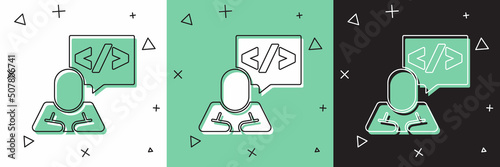 Set Web design and front end development icon isolated on white and green, black background. Vector