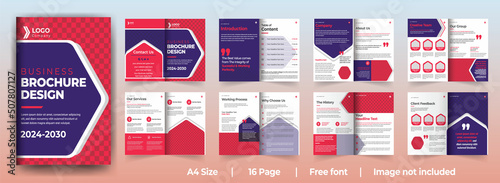 16page Minimal business brochure or company profile design with creative template for your business Premium Vector