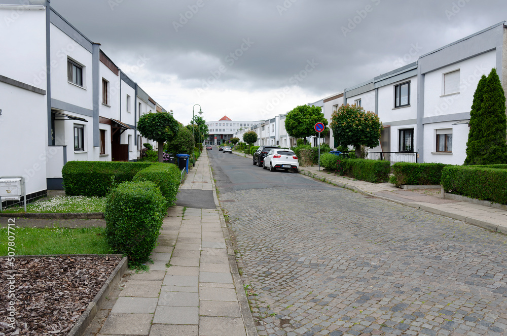 houses from the Bauhaus architecture in Dessau and Weimar