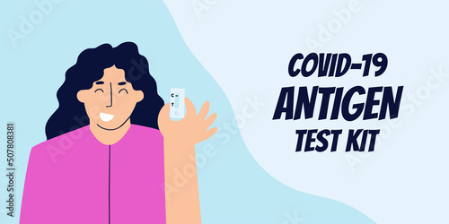 Covid-19 antigen testing. Banner diagnosis covid. Flat illustration