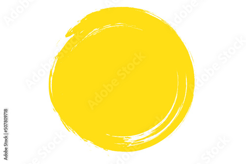 Circle grunge stamp. Round vector isolated on white background. Yellow stamp vector. For grunge badge, seal, ink and stamp design template. Round grunge hand drawn circle shape, vector